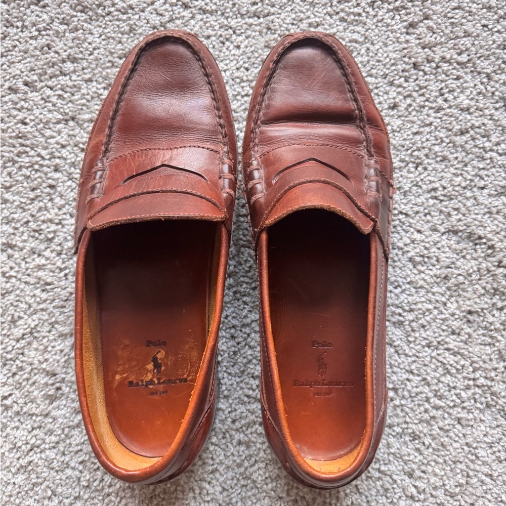 Polo by Ralph Lauren Chestnut Brown Leather Penny Loafers